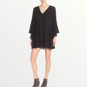 Lush Hi Low Boho Bell Sleeve Dress Black XS